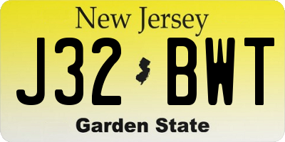 NJ license plate J32BWT