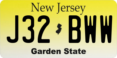 NJ license plate J32BWW