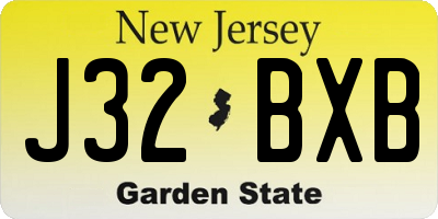 NJ license plate J32BXB
