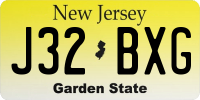 NJ license plate J32BXG