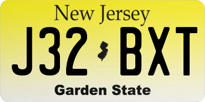 NJ license plate J32BXT