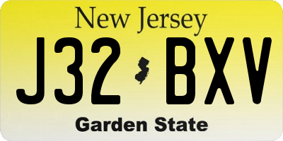NJ license plate J32BXV