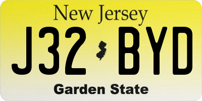 NJ license plate J32BYD
