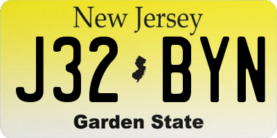 NJ license plate J32BYN