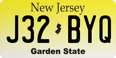 NJ license plate J32BYQ