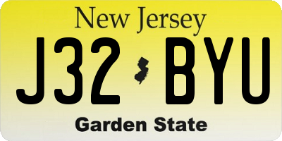 NJ license plate J32BYU