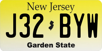 NJ license plate J32BYW