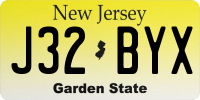 NJ license plate J32BYX