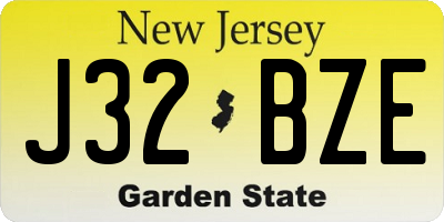 NJ license plate J32BZE