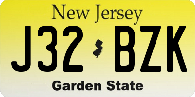 NJ license plate J32BZK
