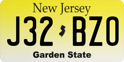 NJ license plate J32BZO