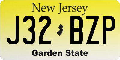 NJ license plate J32BZP