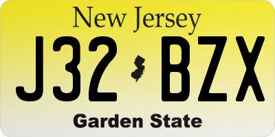 NJ license plate J32BZX