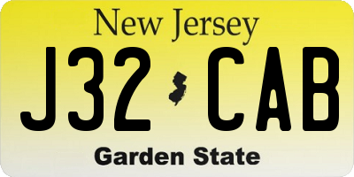 NJ license plate J32CAB