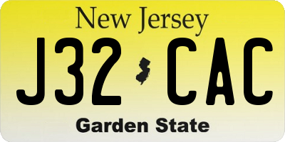 NJ license plate J32CAC