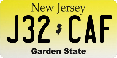 NJ license plate J32CAF