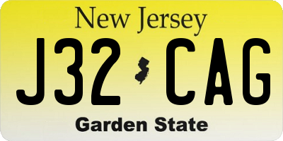 NJ license plate J32CAG