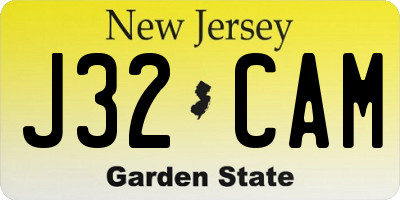 NJ license plate J32CAM