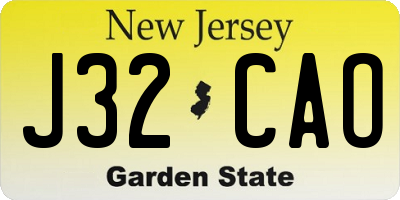 NJ license plate J32CAO
