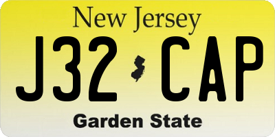 NJ license plate J32CAP