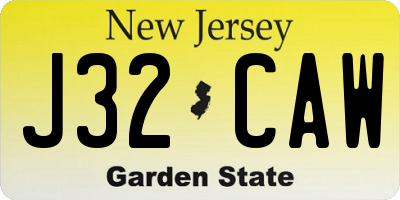 NJ license plate J32CAW