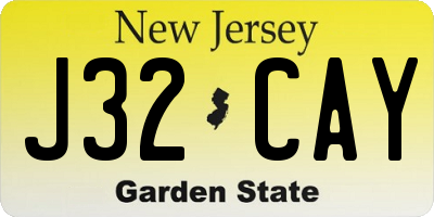 NJ license plate J32CAY