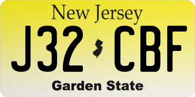 NJ license plate J32CBF