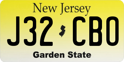 NJ license plate J32CBO