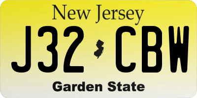 NJ license plate J32CBW