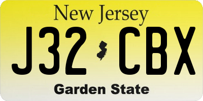 NJ license plate J32CBX