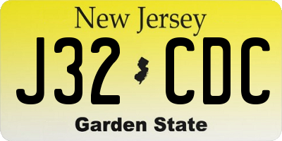 NJ license plate J32CDC