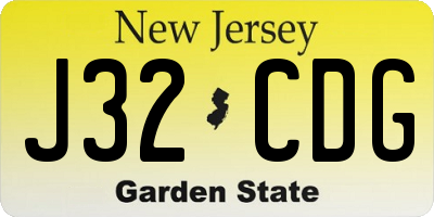 NJ license plate J32CDG