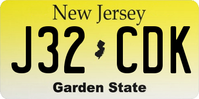 NJ license plate J32CDK