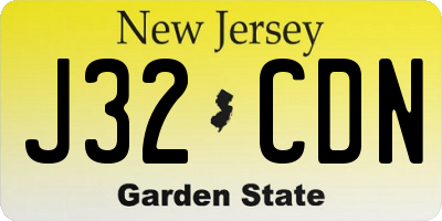 NJ license plate J32CDN