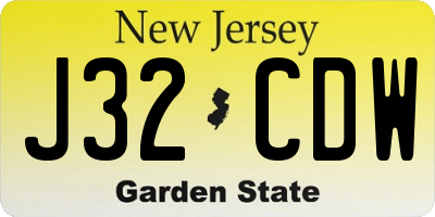 NJ license plate J32CDW