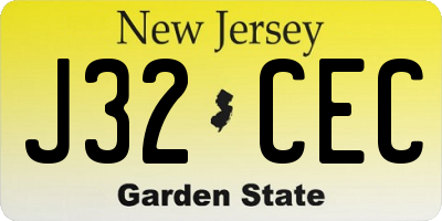 NJ license plate J32CEC