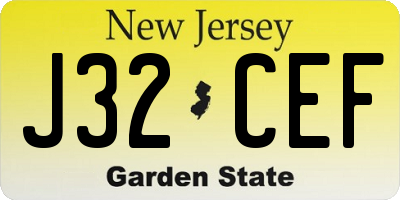 NJ license plate J32CEF