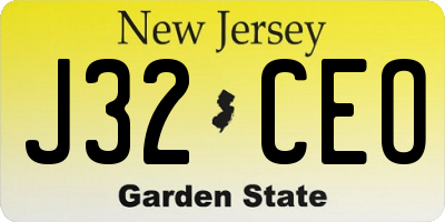 NJ license plate J32CEO