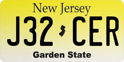 NJ license plate J32CER