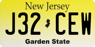 NJ license plate J32CEW