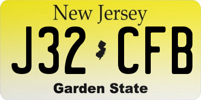 NJ license plate J32CFB