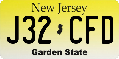 NJ license plate J32CFD