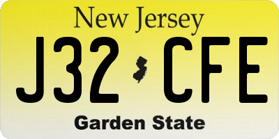 NJ license plate J32CFE