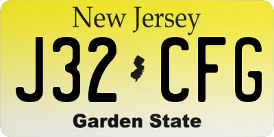NJ license plate J32CFG