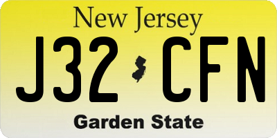 NJ license plate J32CFN