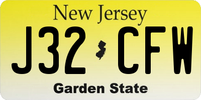 NJ license plate J32CFW