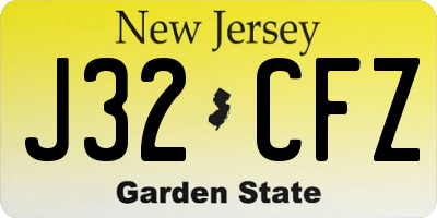 NJ license plate J32CFZ