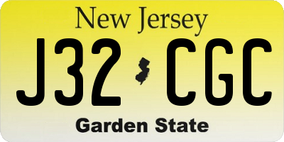 NJ license plate J32CGC