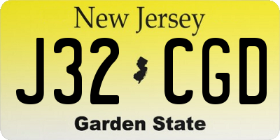 NJ license plate J32CGD