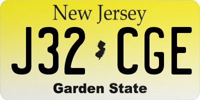 NJ license plate J32CGE